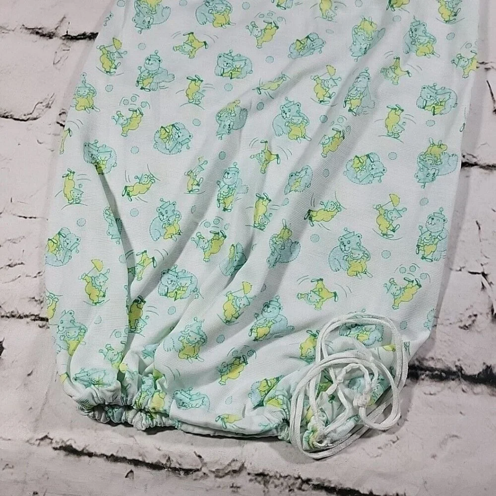 Vintage 70s Carters Layette Gown Sack Newborn Clowns Bears White Blue‎ Yellow